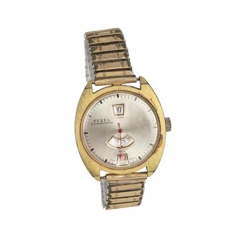 33 - Vintage Ferel jump watch with expandable strap; 5 x gold or silver plated pocket watches including t... 
