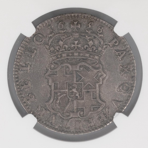 113 - 1658 Oliver Cromwell silver Halfcrown (S 3227, ESC 447, Bull 252). Obverse: left-facing laureate and... 