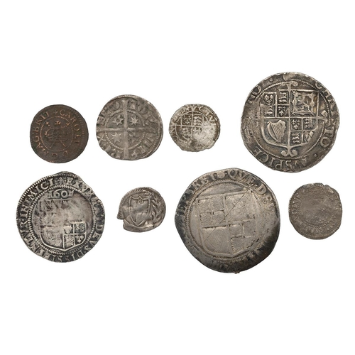 120 - British hammered coins (8) to include an Edward VI Penny; a James I Shilling, Sixpence and Halfgroat... 