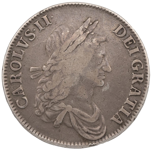 122 - 1662 Charles II silver Crown, no rose, dated edge (S 3352, Bull 351). Obverse: right-facing draped l... 