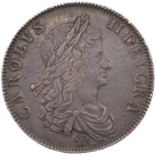 123 - 1662 Charles II silver Crown, rose below, no edge date (S 3350, ESC 15A, Bull 340). Obverse: first r... 