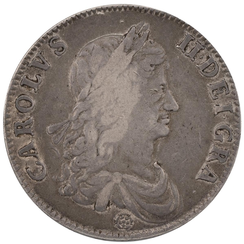 124 - 1662 Charles II silver Crown, rose below, no edge date (S 3350, ESC 15A, Bull 340). Obverse: first r... 