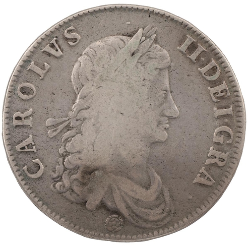 125 - 1662 Charles II silver Crown, rose below, no edge date (S 3350, ESC 15A, Bull 340). Obverse: right-f... 