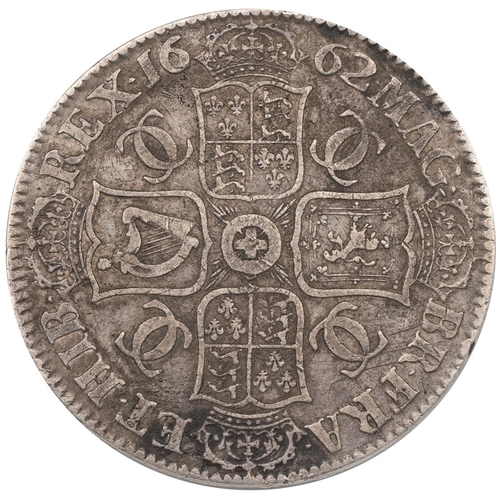 126 - 1662 Charles II silver Crown, rose below, struck en médaille (S 3350A, Bull 342). Obverse: right-fac... 