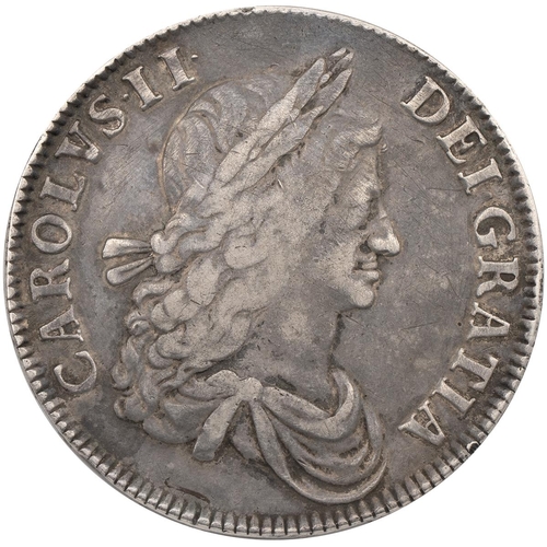 128 - 1662 Charles II silver Crown, no rose, dated edge (S 3352, Bull 351). Obverse: right-facing draped l... 