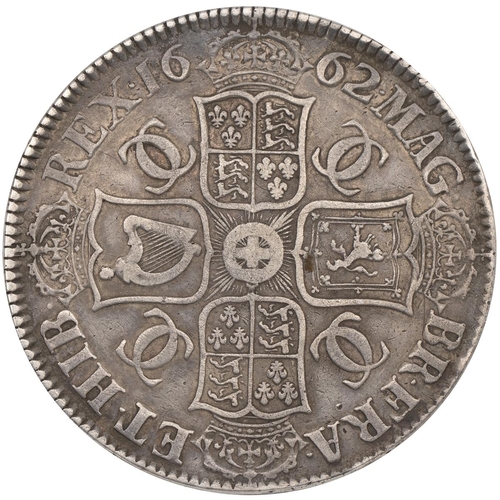 128 - 1662 Charles II silver Crown, no rose, dated edge (S 3352, Bull 351). Obverse: right-facing draped l... 