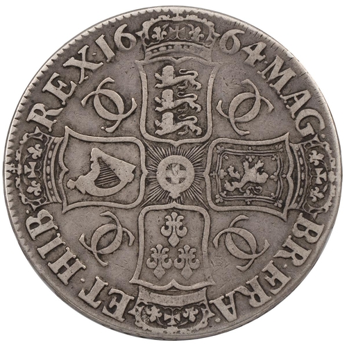 129 - 1664 Charles II silver Crown, 'XVI' regnal year (S 3355, ESC 28, Bull 362). Obverse: laureate draped... 