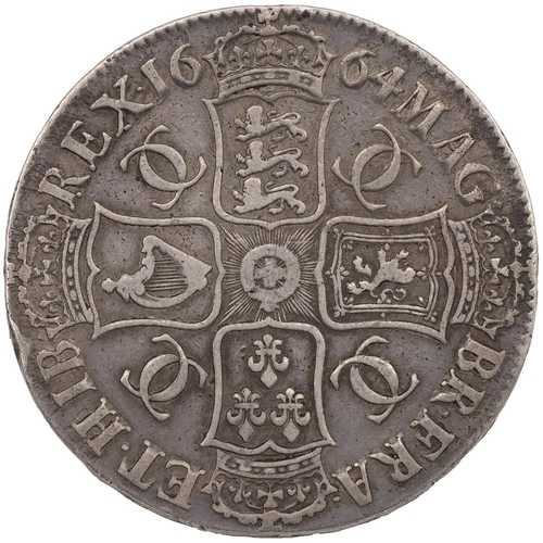 130 - 1664 Charles II silver Crown, 'XVI' regnal year (S 3355, ESC 28, Bull 362). Obverse: laureate draped... 