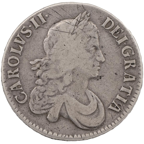 133 - 1671 Charles II silver Crown, 'ET' over 'FR' -  rare (S 3358, ESC 42B, Bull 384). Obverse: third lau... 