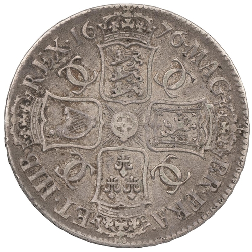 136 - 1676 Charles II silver Crown (S 3358, ESC 51, Bull 397). Obverse: third laureate draped bust with 'C... 