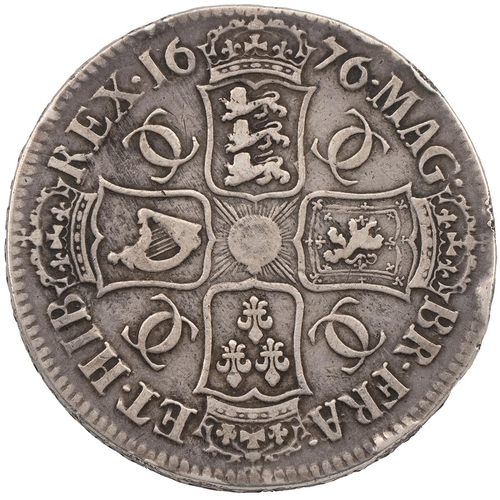 137 - 1676 Charles II silver Crown (S 3358, ESC 51, Bull 397). Obverse: right-facing third draped and laur... 