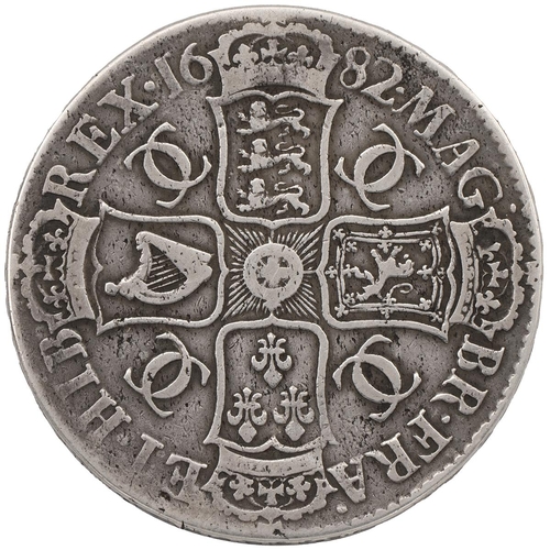 141 - 1682 Charles II silver Crown, 'QVRRTO' error edge, no visible overdate (S 3359, similar: ESC 65B, Bu... 