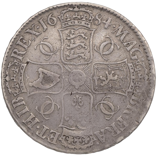 142 - 1684 Charles II silver Crown (S 3359, ESC 67, Bull 420). Obverse: fourth laureate draped bust, facin... 