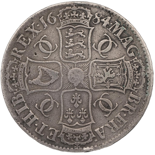 143 - 1684 Charles II silver Crown (S 3359, ESC 67, Bull 420). Obverse: fourth laureate draped bust, facin... 