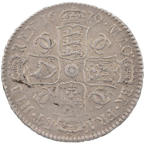 146 - 1679 Charles II silver Halfcrown (S 3367, ESC 481, Bull 480). Obverse: fourth laureate draped bust, ... 