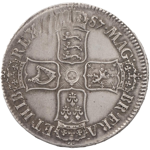 152 - 1687 James II silver Crown (S 3407, ESC 78, Bull 743). Obverse: left-facing second draped laureate b... 