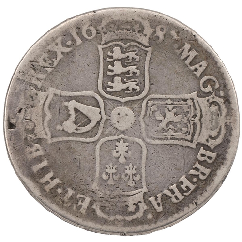 155 - 1687 James II silver Halfcrown, first bust (S 3408, ESC 498, Bull 753). Obverse: first laureate and ... 