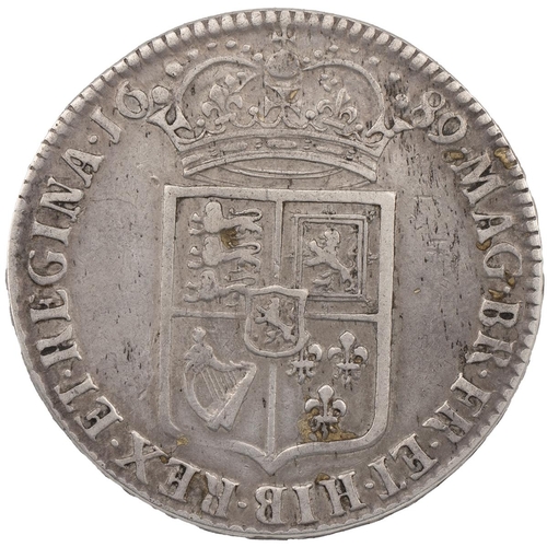 158 - 1689 William and Mary silver Halfcrown, first reverse (S 3434, ESC 507, Bull 845). Obverse: first ri... 