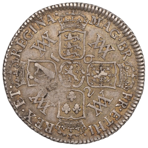 160 - 1692 William and Mary silver Shilling (S 3437, ESC 1075, Bull 863). Obverse: twin right-facing portr... 