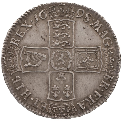 172 - 1698 William III silver Halfcrown 'DECIMO' regnal year (S 3494, ESC 554, Bull 1034). Obverse: first ... 