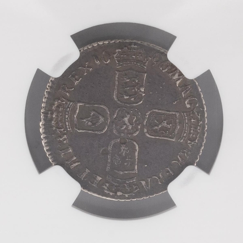 175 - 1696B William III silver Sixpence, Bristol, 'B' over 'E' (S 3521, Bull 1255, ESC 1535A). Obverse: fi... 