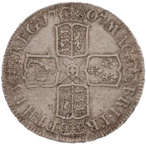 185 - 1707E Anne silver Halfcrown, Edinburgh, 'SEXTO' regnal year (S 3605, ESC 575, Bull 1379). Obverse: d... 