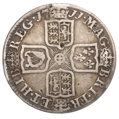 190 - 1711 Anne silver Shilling, London, fourth bust (S 3618, ESC 1158, Bull 1408). Obverse: left-facing d... 