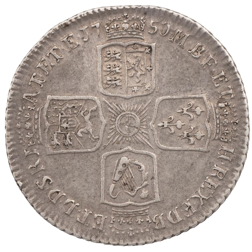 213 - 1750 George II silver Shilling (S 3704, ESC 1210, Bull 1729). Obverse: old laureate and draped bust,... 