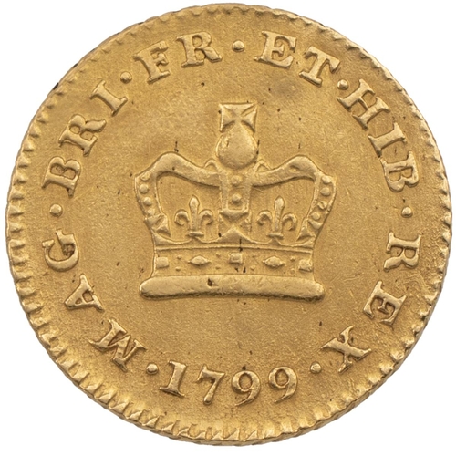 227 - 1799 George III gold Third Guinea (S 3738, Bull EGC 869). Obverse: first laureate head, facing right... 