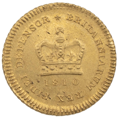 229 - 1810 George III gold Third Guinea (S 3740, Bull EGC 879). Obverse: second laureate head, facing righ... 