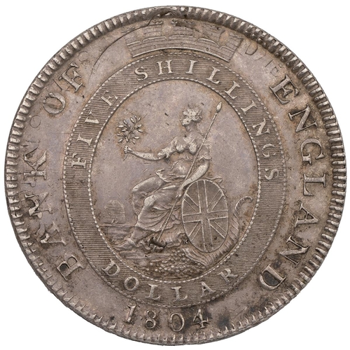 235 - 1804 George III Dollar, Bank of England issue, restruck from a Spanish 8 Reales (S 3768). Obverse: r... 