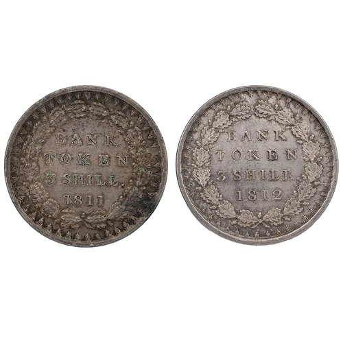 240 - Three (3) George III (1760-1820) silver Three Shilling tokens, Bank of England issue (S 3770), inclu... 