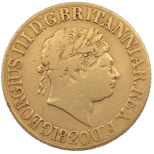 241 - 1820 George III gold Sovereign, new coinage (S 3785C, Marsh 4). Obverse: right-facing laureate bust ... 