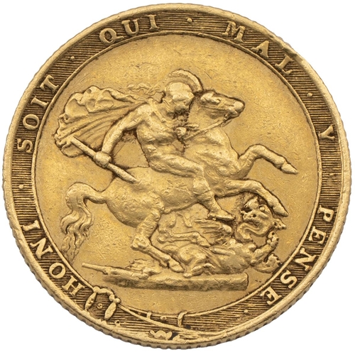 242 - 1817 George III gold Sovereign: new coinage (S 3785, Marsh 1). Obverse: laureate head with coarse ha... 