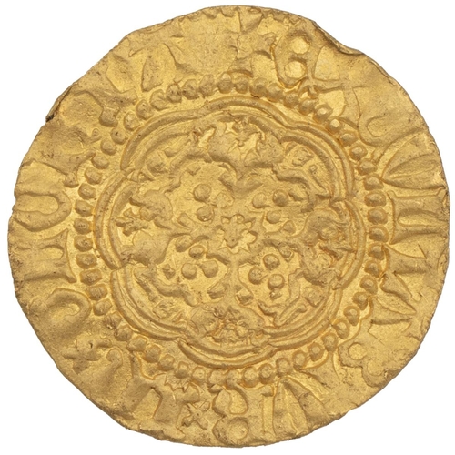 25 - Henry V (1413-1422) gold Quarter Noble, class F (S 1757, North 1383). Obverse: quartered shield of r... 