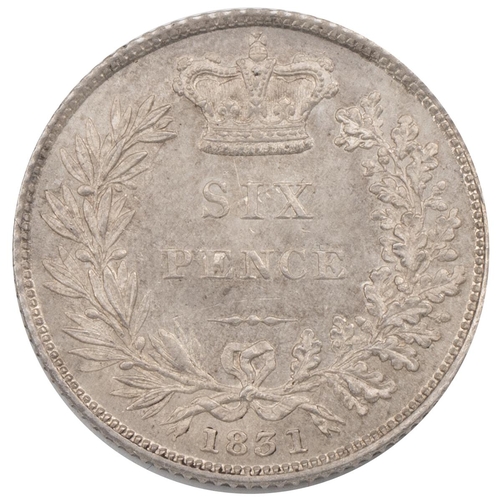 265 - 1831 William IV silver Sixpence (S 3636, ESC 1670, Bull 2499). Obverse: right-facing bare head bust ... 