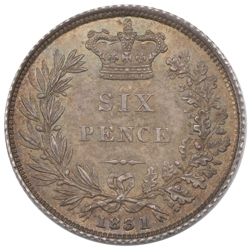 266 - 1831 William IV silver Sixpence (S 3636, ESC 1670, Bull 2499). Obverse: right-facing bare head bust ... 