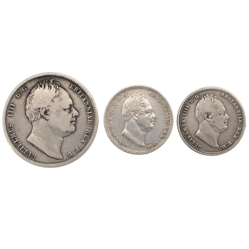 270 - Three (3) William IV (1830-1837) silver coins, including 1834 Halfcrown, VG; 1834 Shilling, gF; and ... 