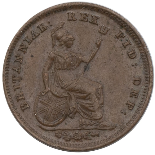 271 - 1835 William IV copper Third Farthing, struck for use in Malta (S 3850). Obverse: bare head bust fac... 