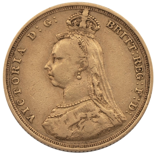 280 - 1889 Victoria gold Sovereign, London (S 366B, Marsh 127). Obverse: left-facing 'Jubilee Head' with a... 