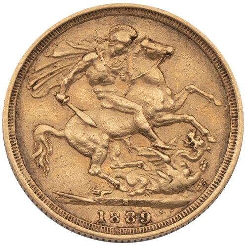 280 - 1889 Victoria gold Sovereign, London (S 366B, Marsh 127). Obverse: left-facing 'Jubilee Head' with a... 