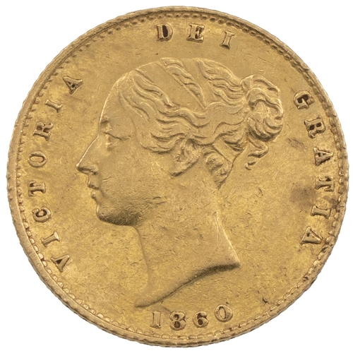 285 - 1860 Victoria gold Half Sovereign, London (S 3859A, Marsh 434). Obverse: left-facing 'Young Head' po... 