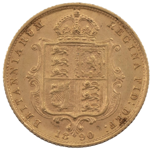 287 - 1890 Victoria gold Half Sovereign, London (S 3869C, Marsh 479, DISH L509). Obverse: 'Jubilee Head' p... 