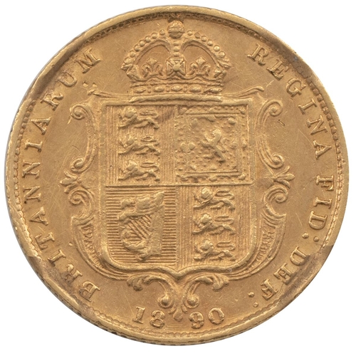 288 - 1890 Victoria gold Half Sovereign, London (S 3869C, Marsh 479, DISH L509). Obverse: 'Jubilee Head' p... 