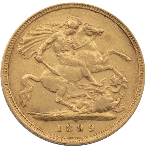 290 - 1899 Victoria gold Half Sovereign, London (S 3878, Marsh 494). Obverse: 'Old Head' bust with veil, f... 