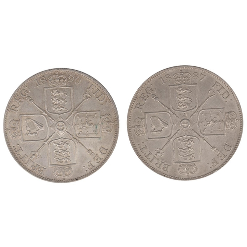 301 - Two (2) Victoria (1837-1901) silver Double Florins (S 3923), including 1887 and 1889. Grades: aEF - ... 