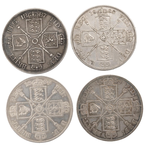 302 - Four (4) Victoria (1837-1901) silver Double Florins (S 3923), including 1887, 1888 and 1889 (x2). Gr... 