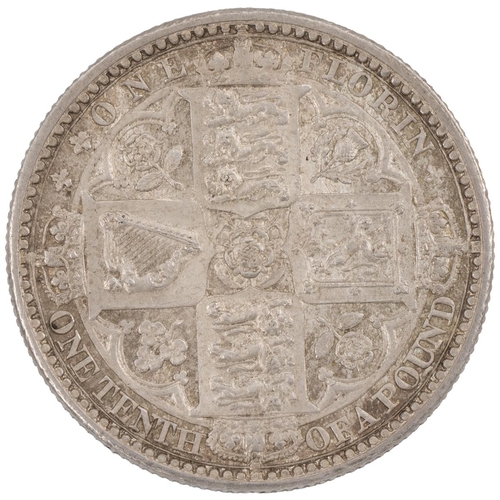 312 - 1849 Victoria silver 'Godless' Florin (S 3890, ESC 802, Bull 2815). Obverse: ornate, left-facing cro... 