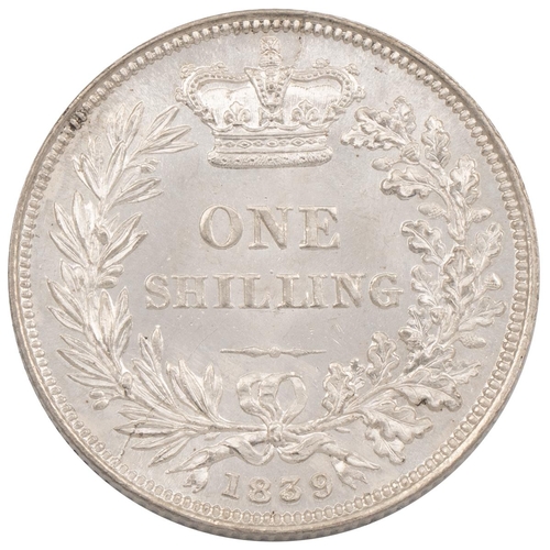 319 - 1839 Victoria silver Shilling, no 'ww' (S 3904, ESC 1283, Bull 2980). Obverse: second 'Young Head' f... 