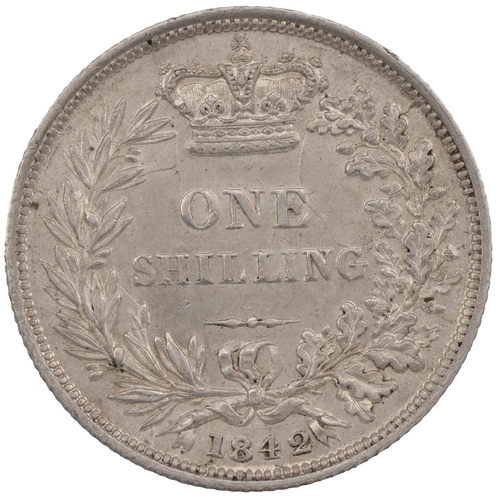 320 - 1842 Victoria silver Shilling (S 3904, ESC 1288, Bull 2987). Obverse: second 'Young Head', facing le... 